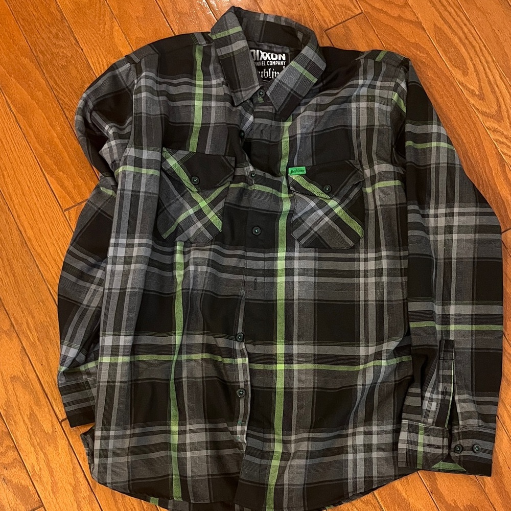 DIXXON Sublime Plaid Flannel Shirt - Black, Gray, Green